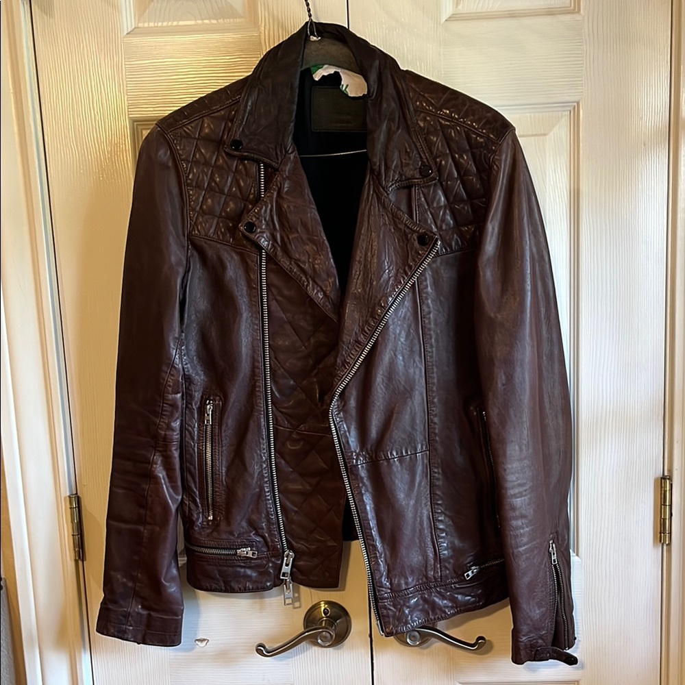 Men's Allsaints Oxblood Leather Jacket